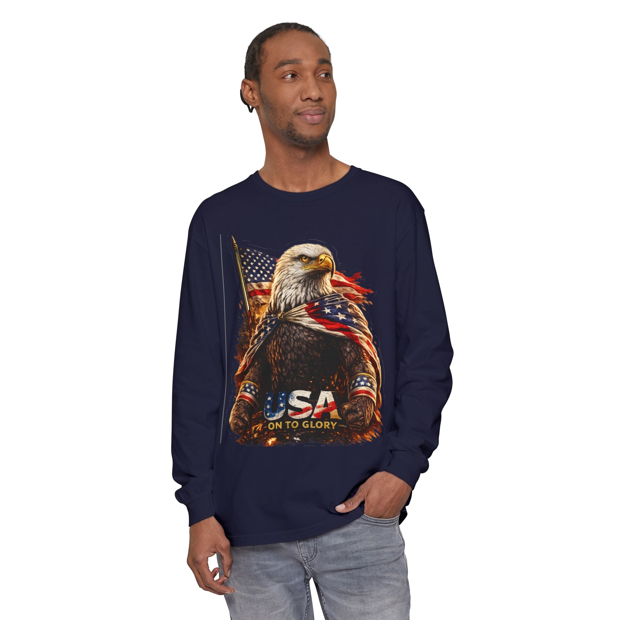Patriotic Bald Eagle USA Long Sleeve Tee