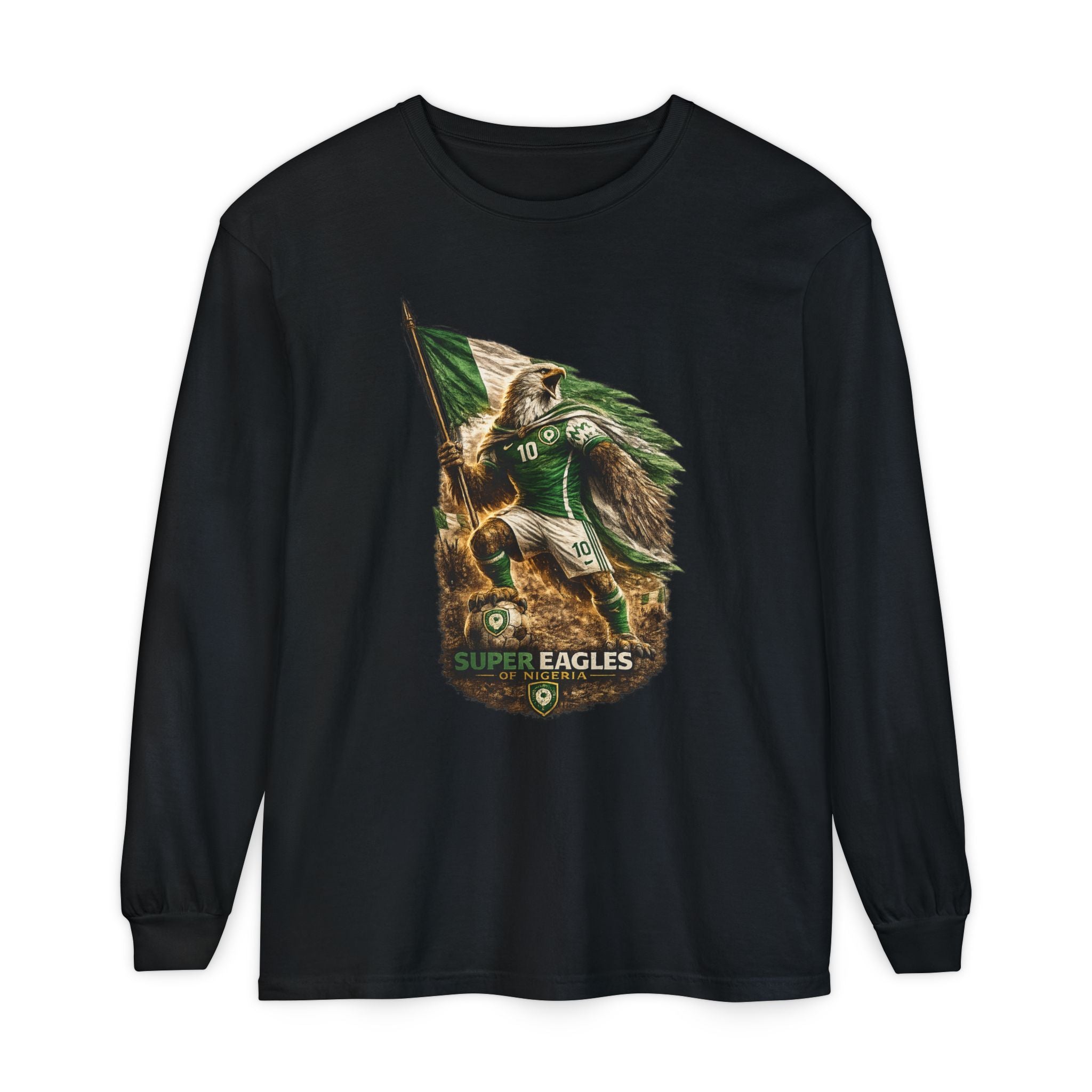 Eagles Flag Long Sleeve Tee — “Super Eagles” Vintage Soccer Fan Shirt
