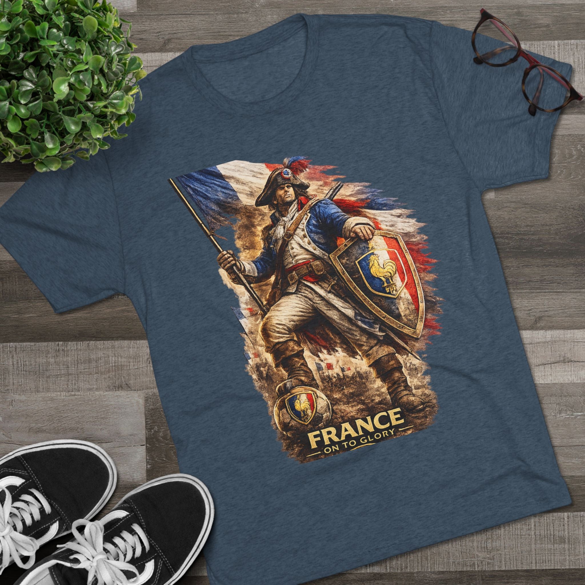 France Vintage Soldier Graphic Tee — French Flag Warrior T-Shirt