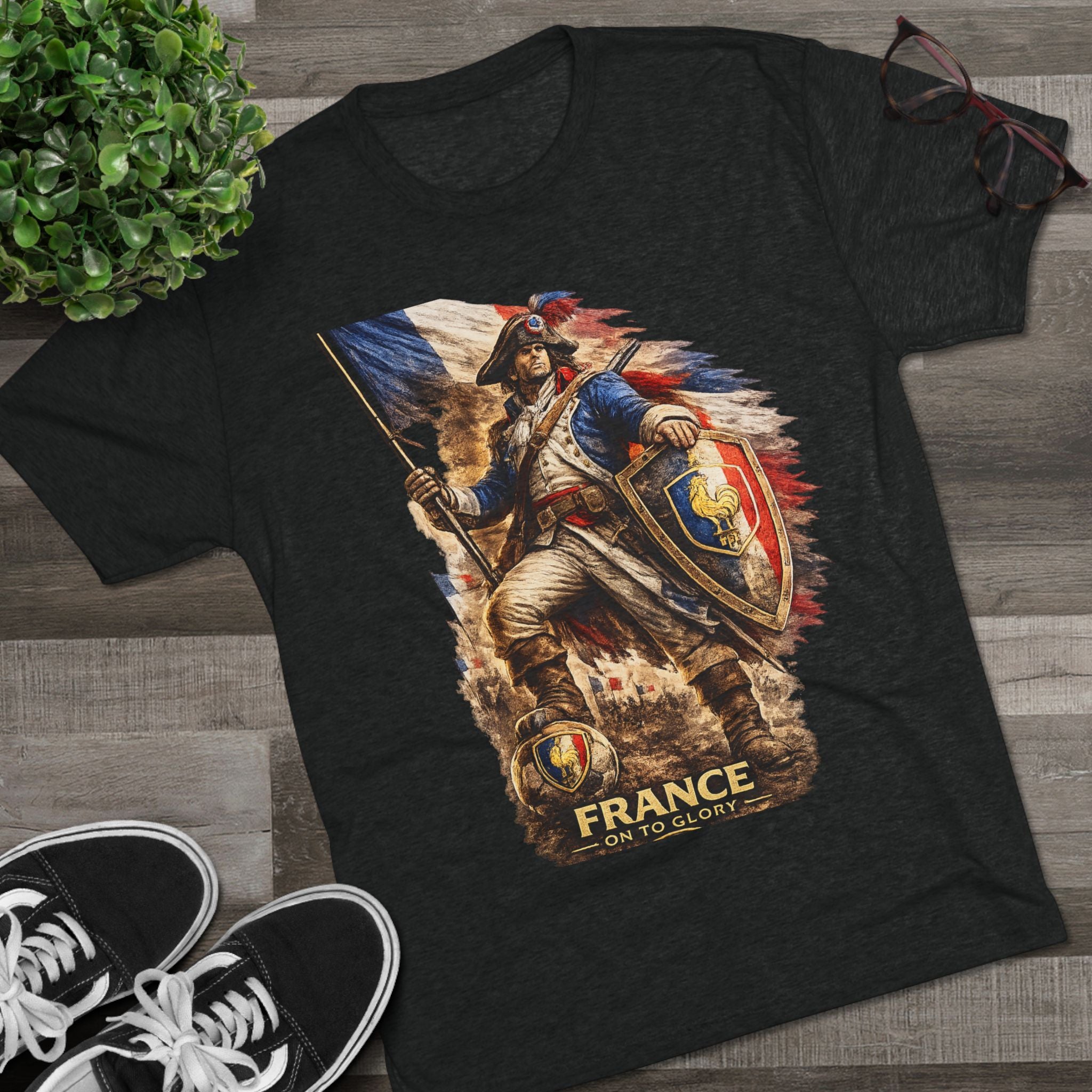France Vintage Soldier Graphic Tee — French Flag Warrior T-Shirt