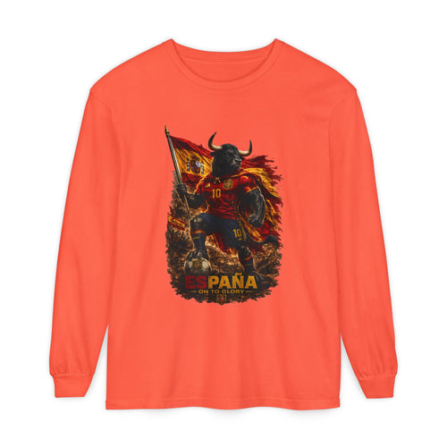 España Bull Warrior Long Sleeve Tee - Spanish Flag Football Fan Shirt