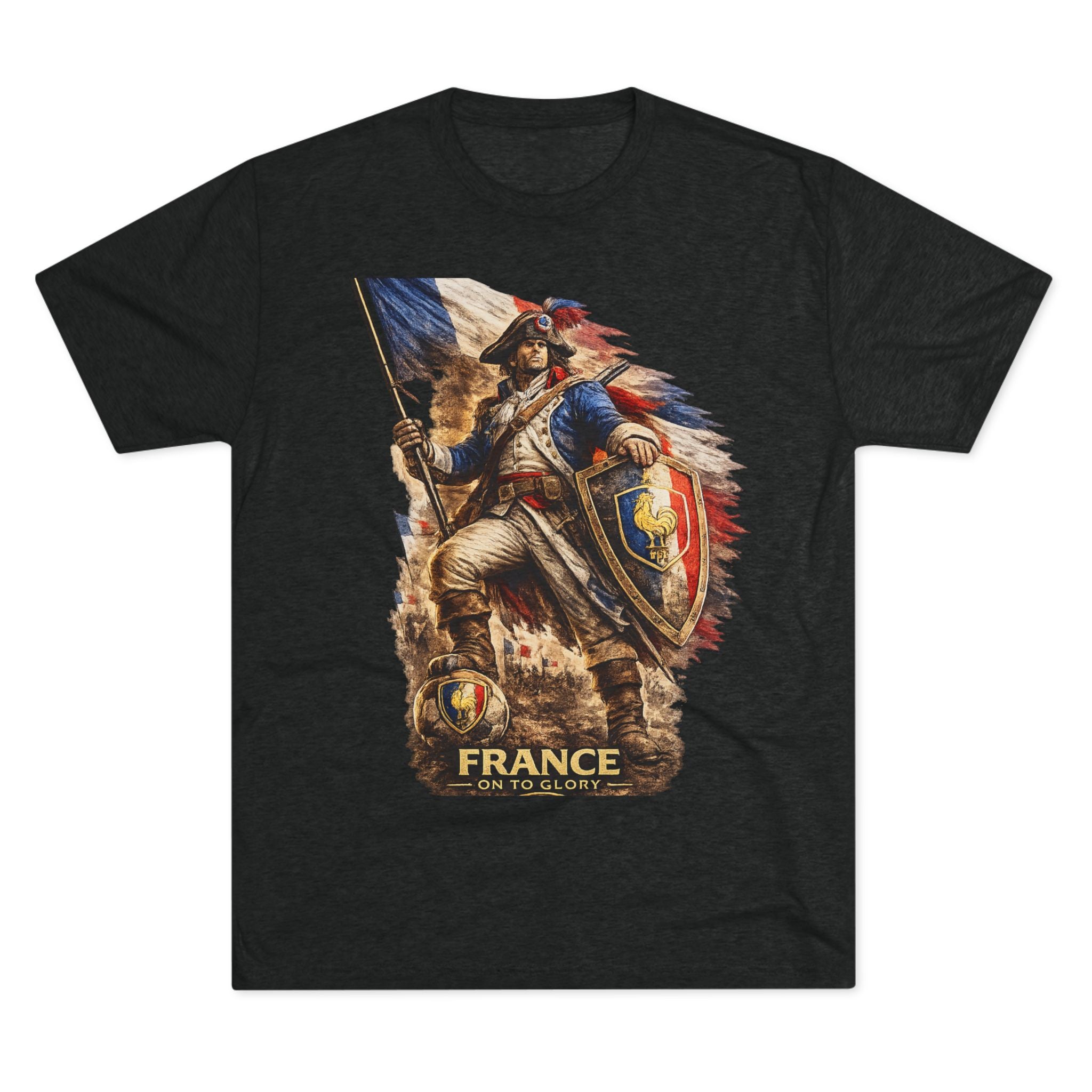France Vintage Soldier Graphic Tee — French Flag Warrior T-Shirt