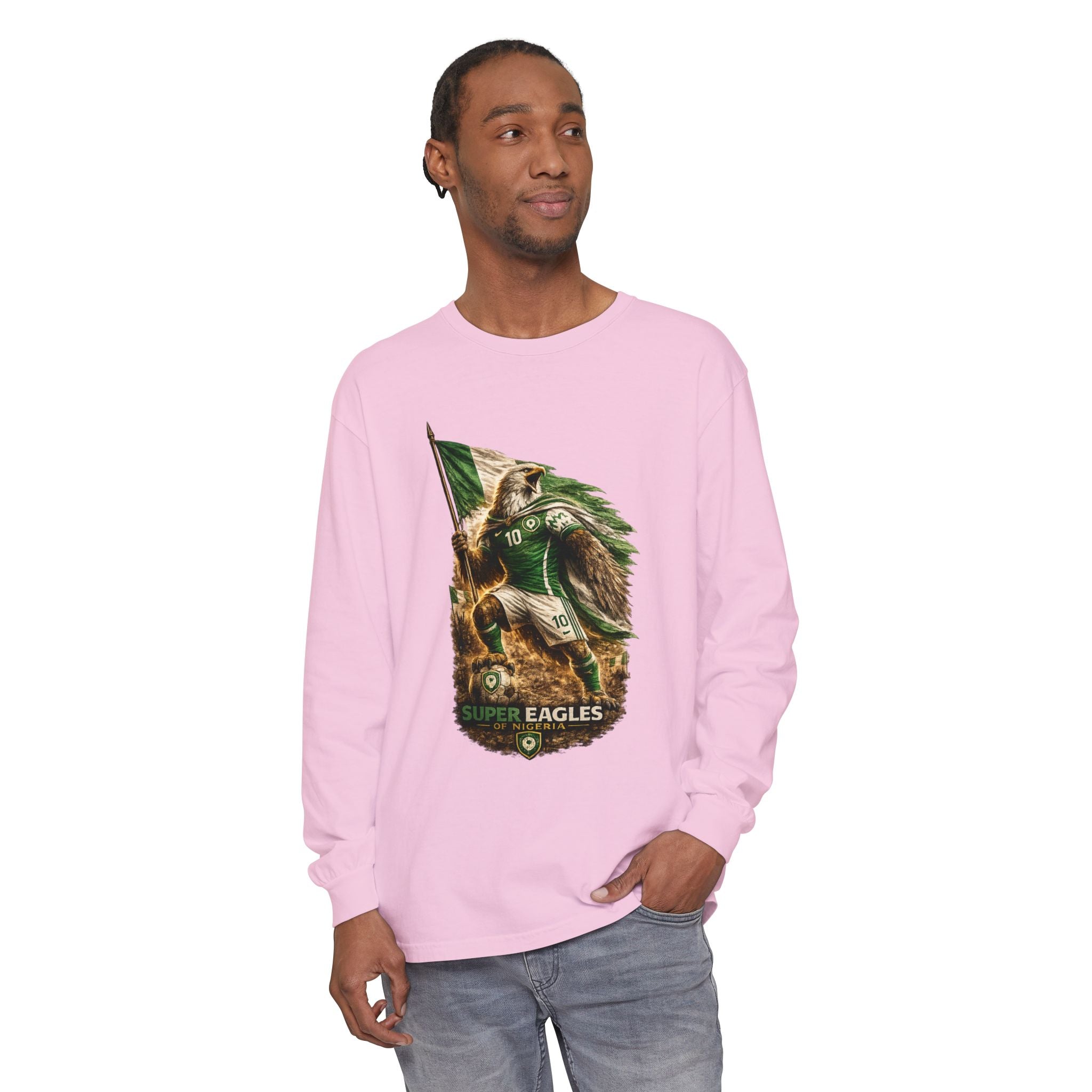 Eagles Flag Long Sleeve Tee — “Super Eagles” Vintage Soccer Fan Shirt
