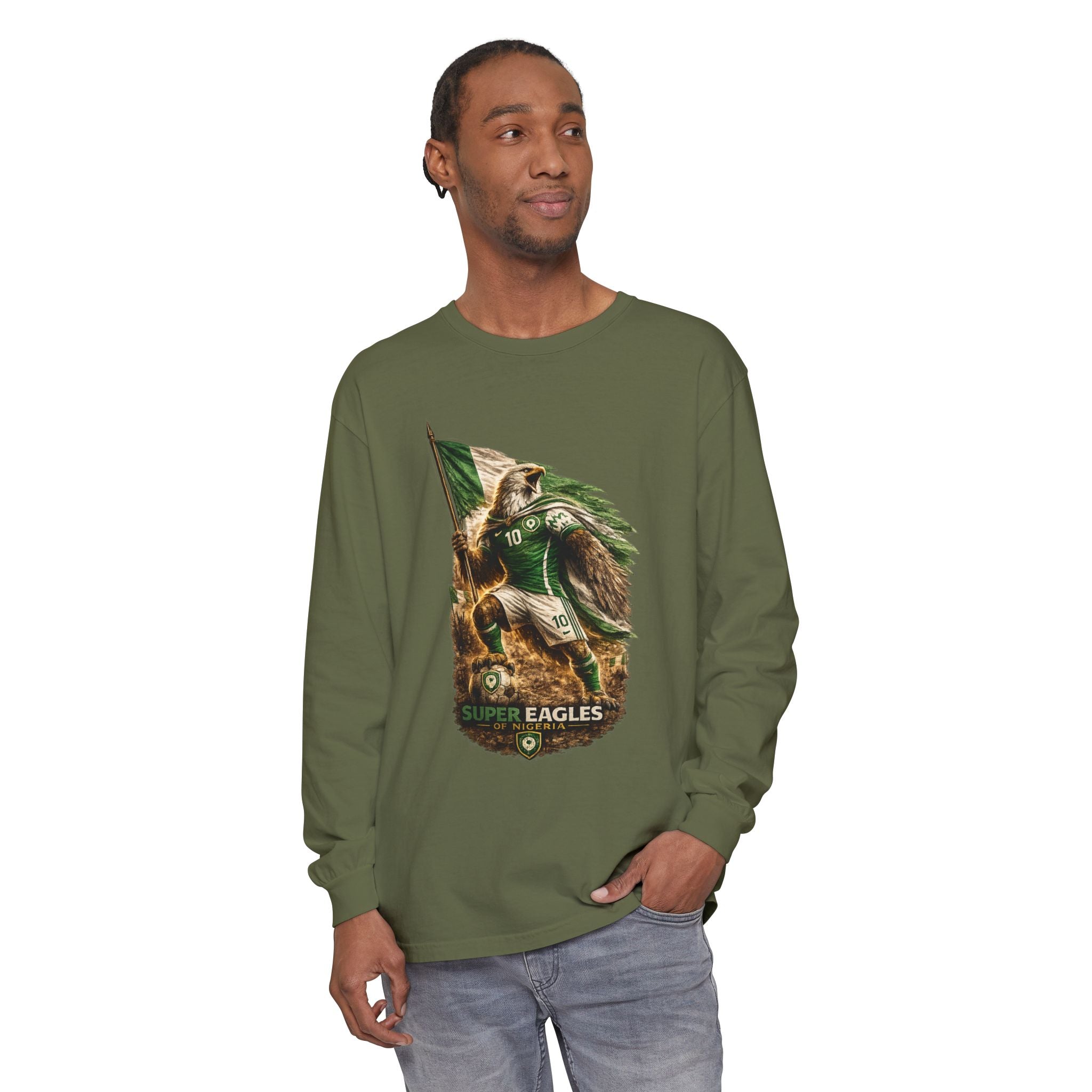 Eagles Flag Long Sleeve Tee — “Super Eagles” Vintage Soccer Fan Shirt