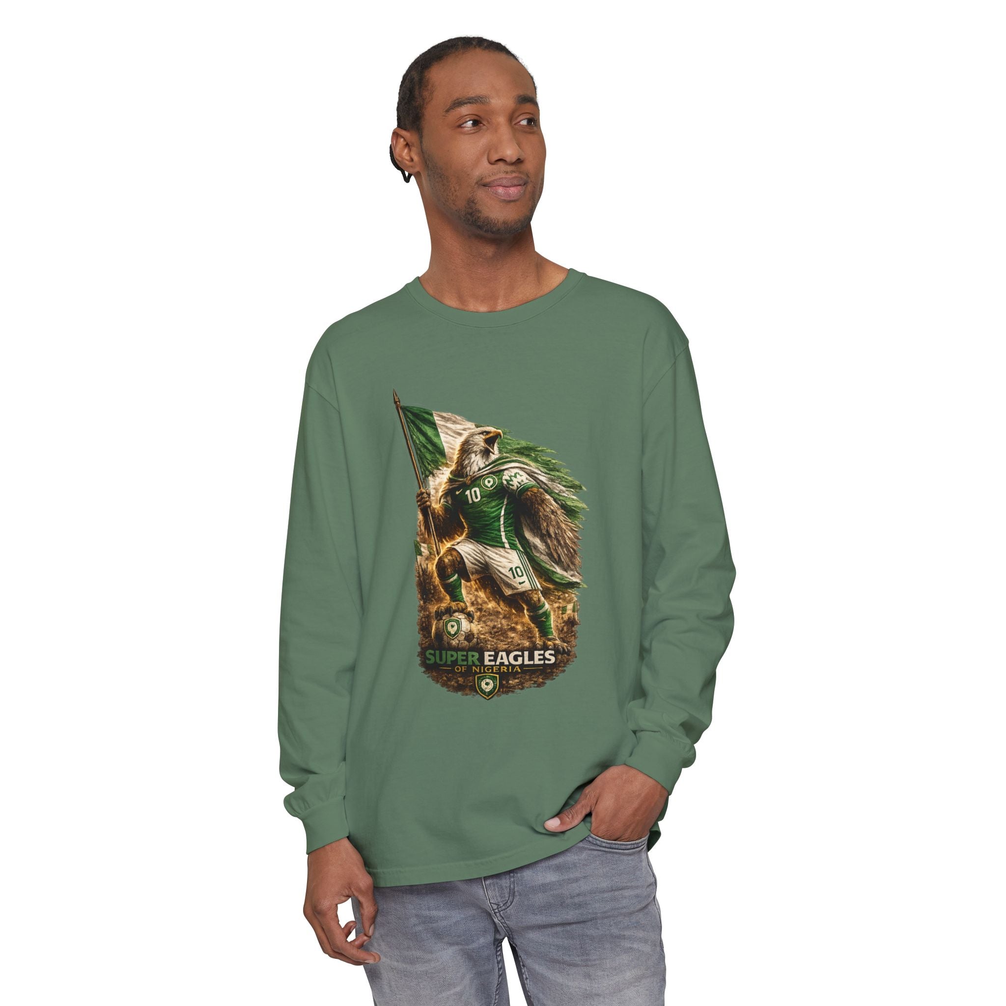 Eagles Flag Long Sleeve Tee — “Super Eagles” Vintage Soccer Fan Shirt