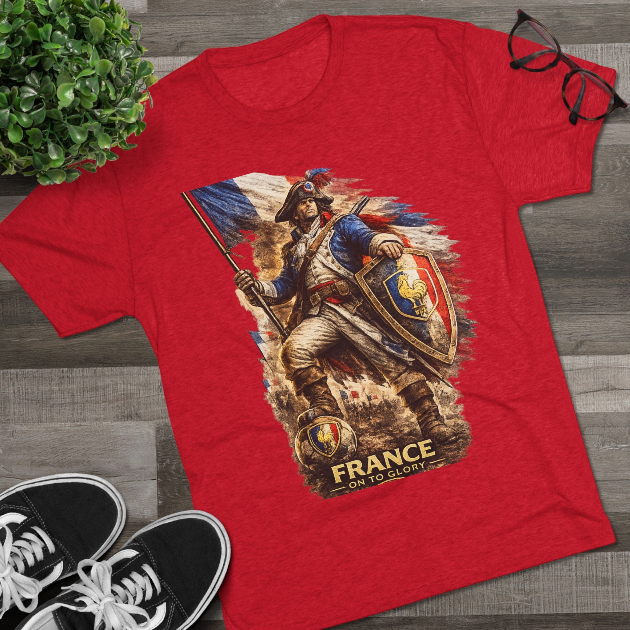 France Vintage Soldier Graphic Tee — French Flag Warrior T-Shirt