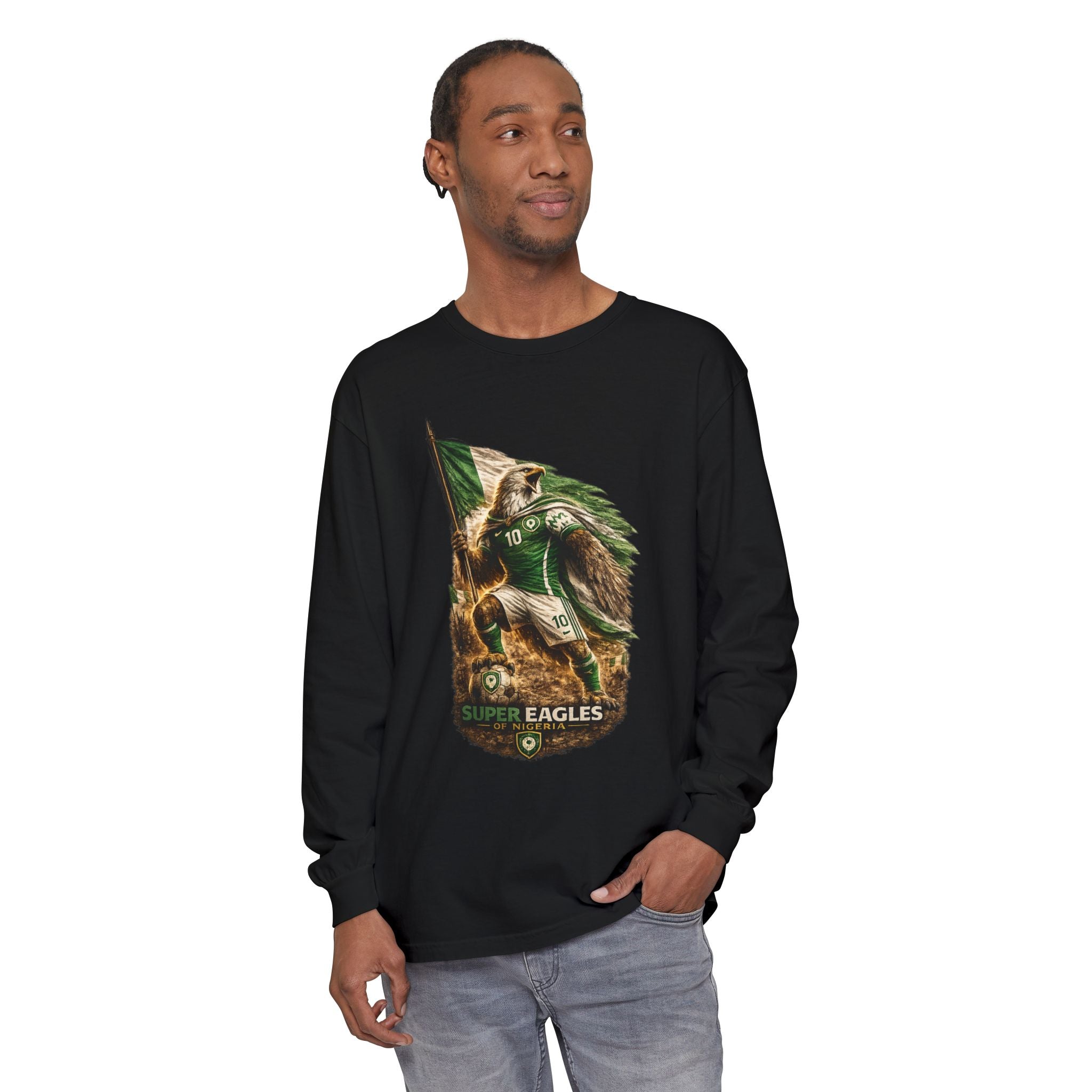 Eagles Flag Long Sleeve Tee — “Super Eagles” Vintage Soccer Fan Shirt