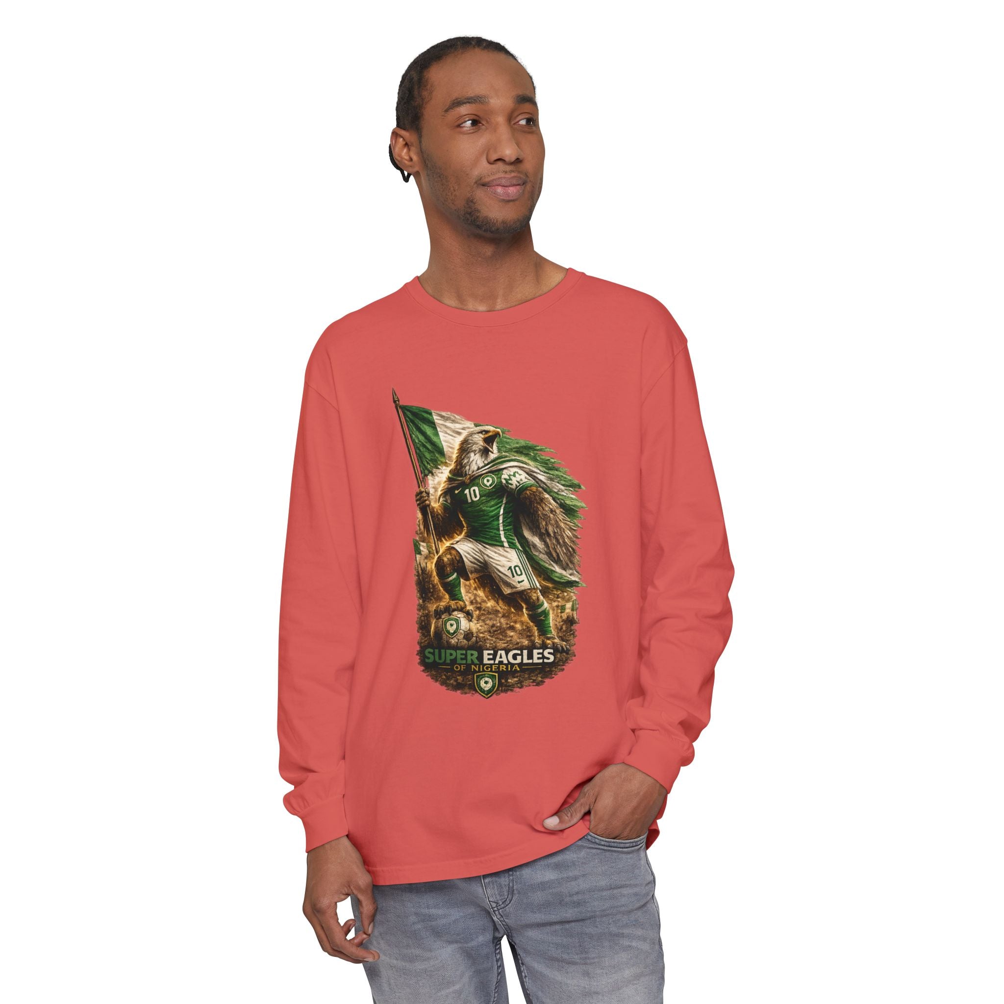 Eagles Flag Long Sleeve Tee — “Super Eagles” Vintage Soccer Fan Shirt