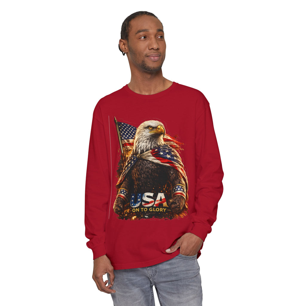 Patriotic Bald Eagle USA Long Sleeve Tee