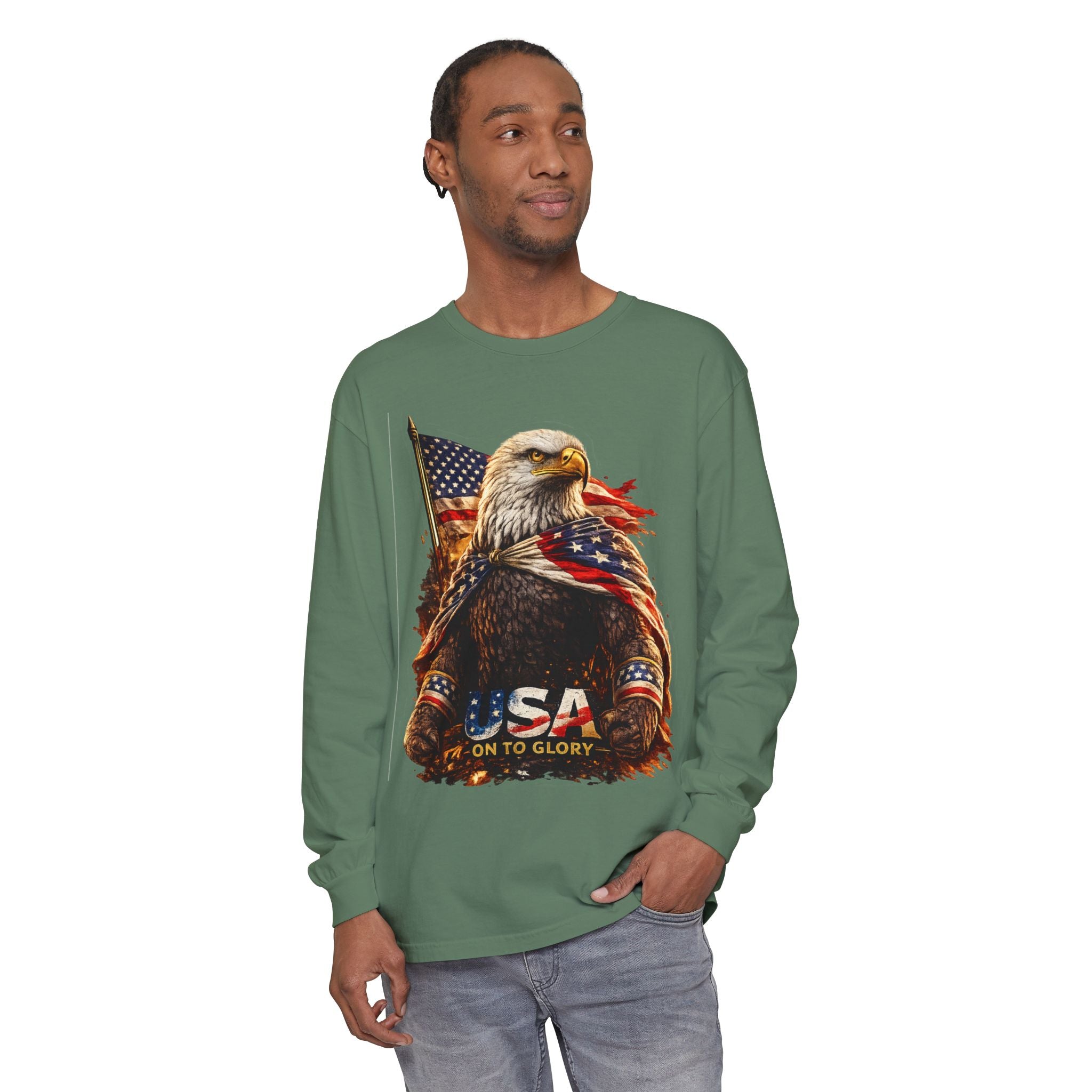 Patriotic Bald Eagle USA Long Sleeve Tee