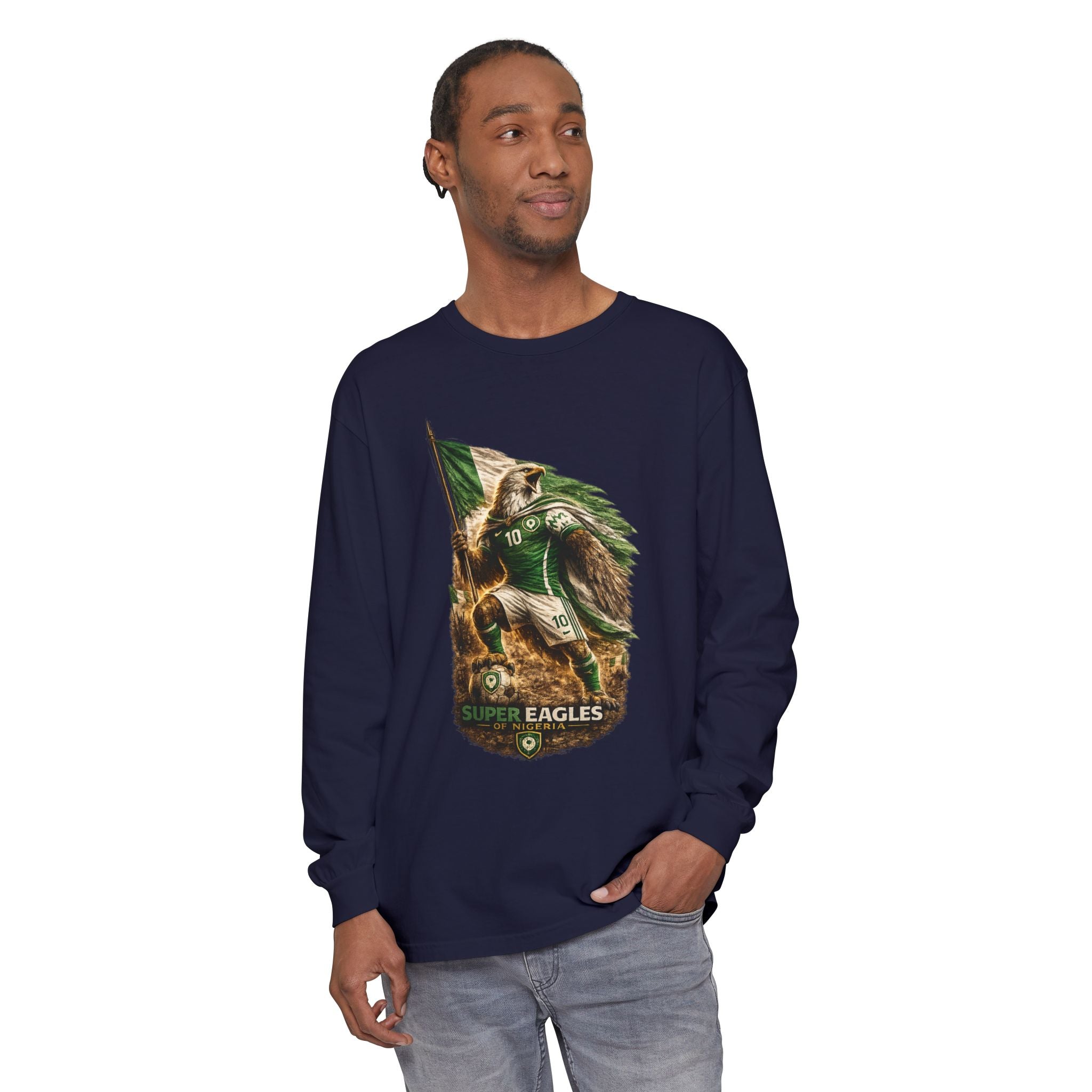 Eagles Flag Long Sleeve Tee — “Super Eagles” Vintage Soccer Fan Shirt