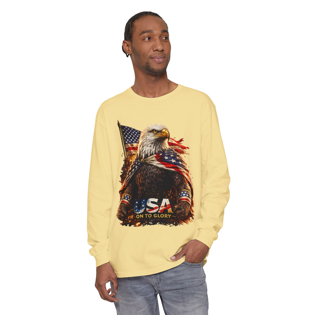 Patriotic Bald Eagle USA Long Sleeve Tee