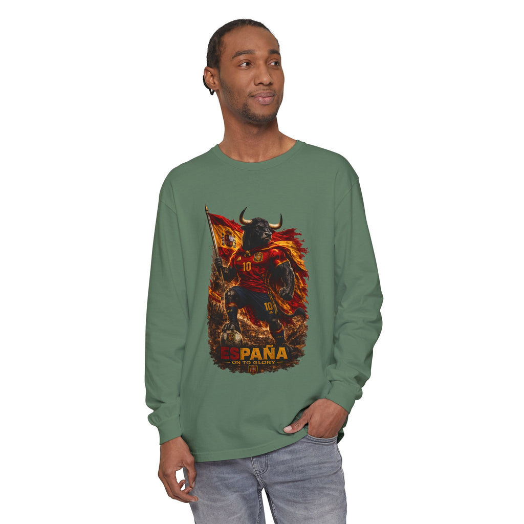España Bull Warrior Long Sleeve Tee - Spanish Flag Football Fan Shirt