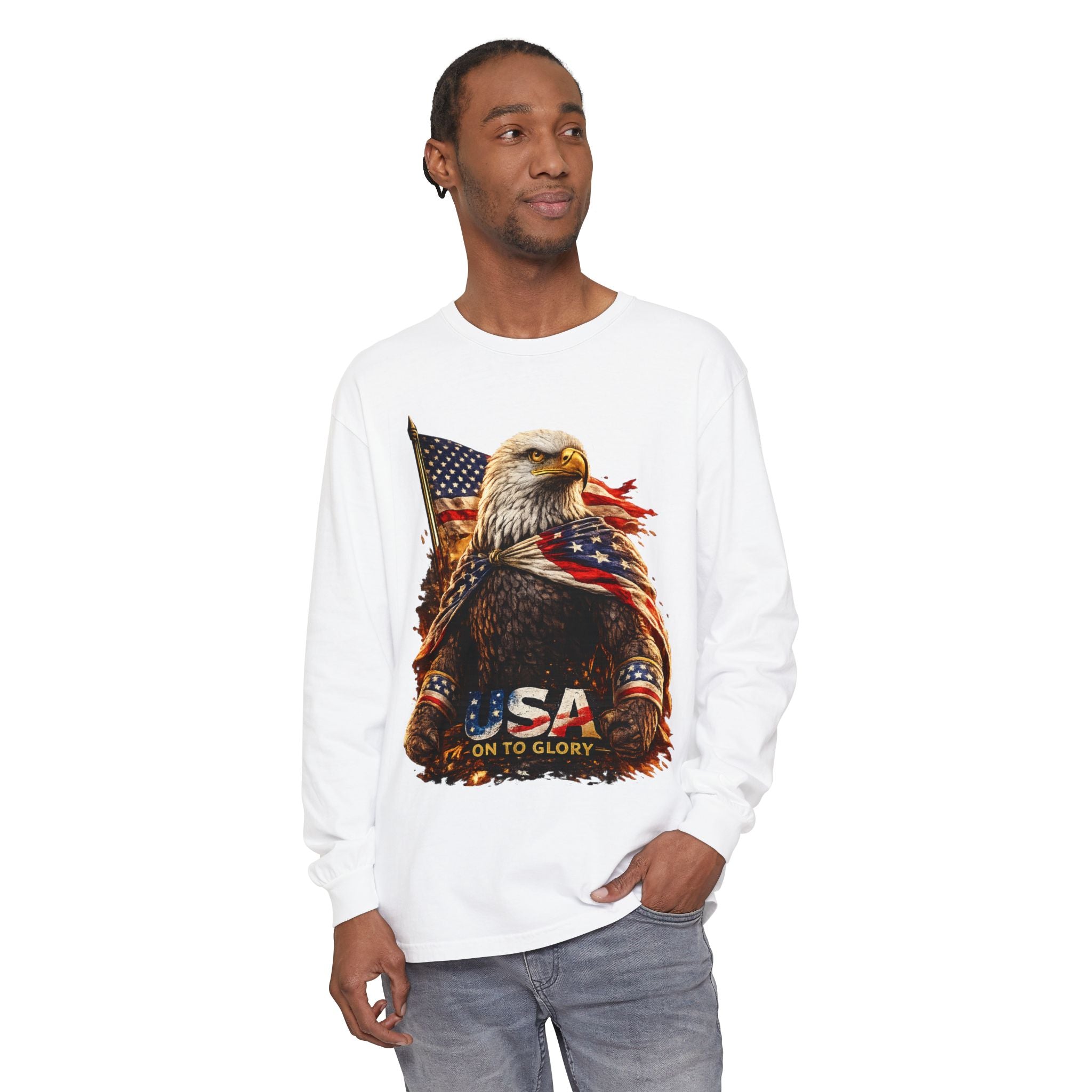 Patriotic Bald Eagle USA Long Sleeve Tee