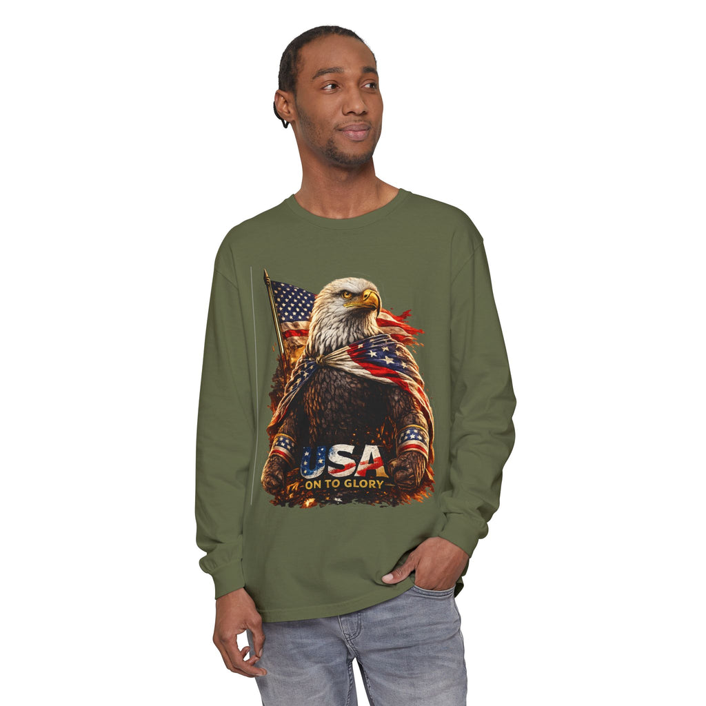 Patriotic Bald Eagle USA Long Sleeve Tee
