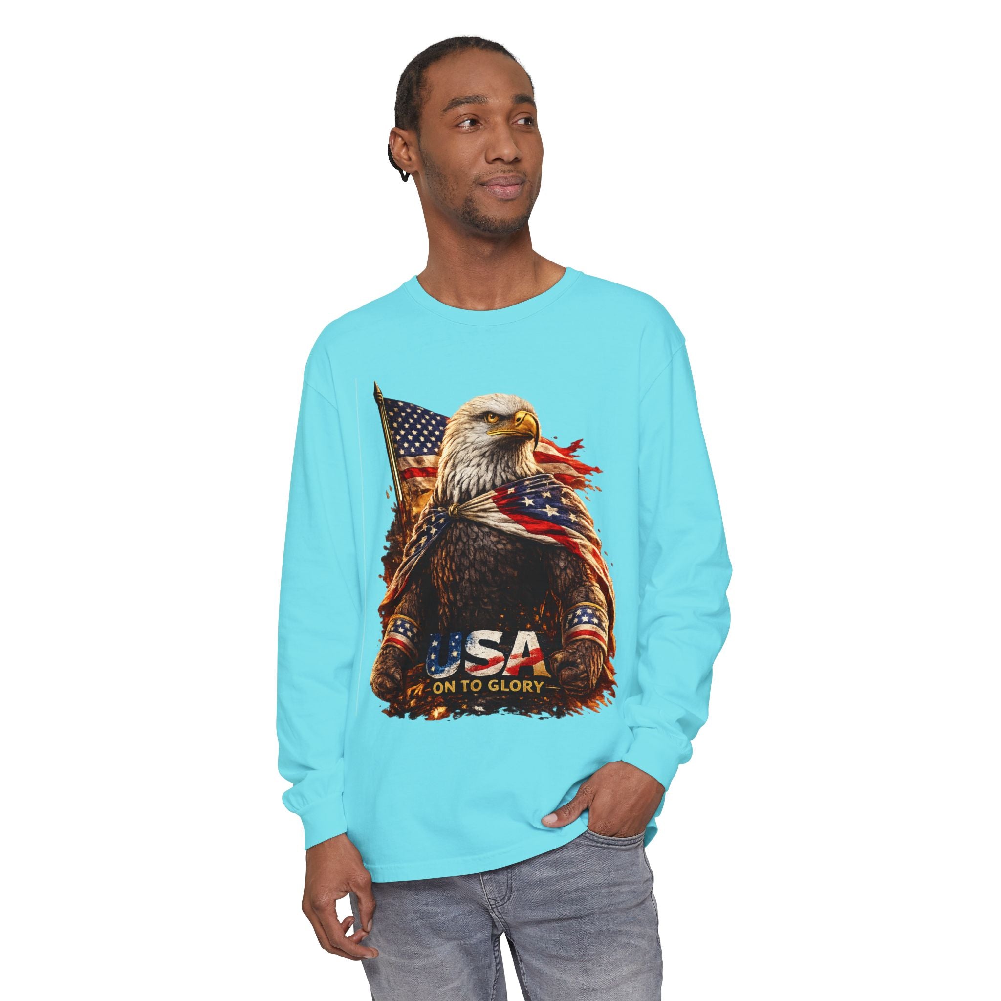 Patriotic Bald Eagle USA Long Sleeve Tee