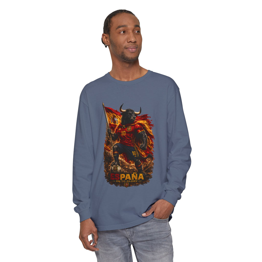 España Bull Warrior Long Sleeve Tee - Spanish Flag Football Fan Shirt