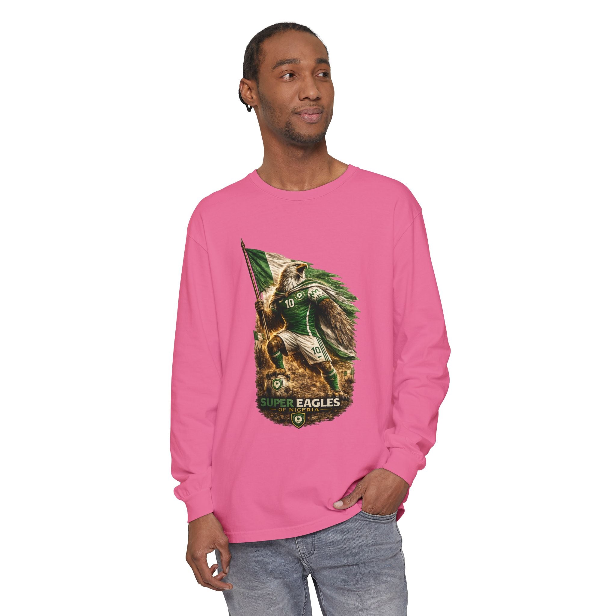 Eagles Flag Long Sleeve Tee — “Super Eagles” Vintage Soccer Fan Shirt