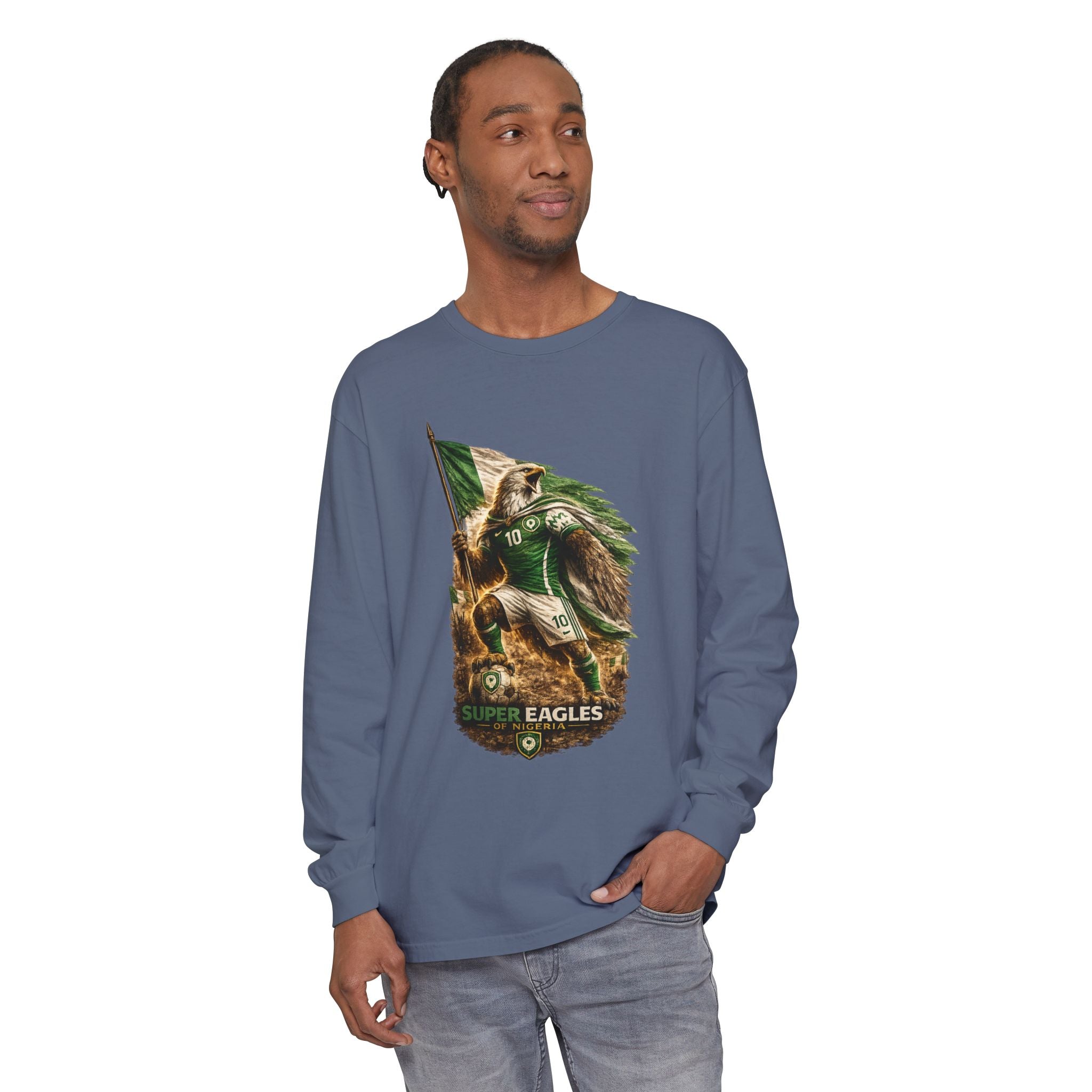 Eagles Flag Long Sleeve Tee — “Super Eagles” Vintage Soccer Fan Shirt