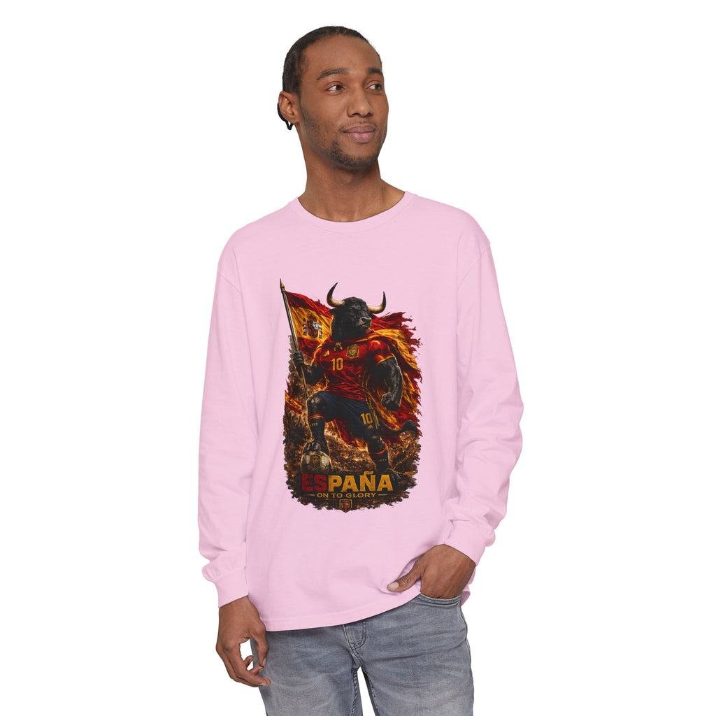 España Bull Warrior Long Sleeve Tee - Spanish Flag Football Fan Shirt