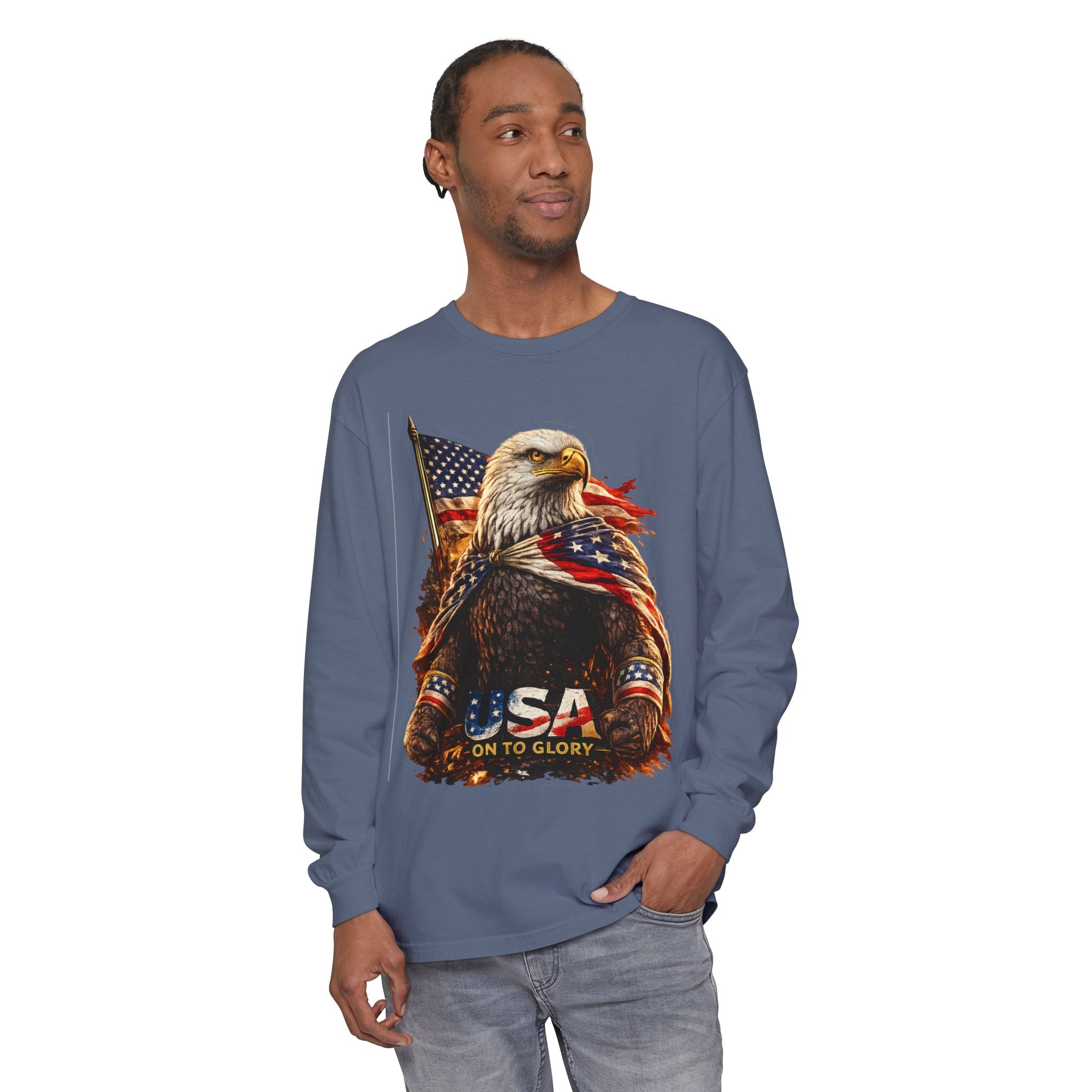 Patriotic Bald Eagle USA Long Sleeve Tee