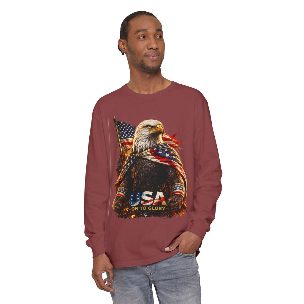 Patriotic Bald Eagle USA Long Sleeve Tee