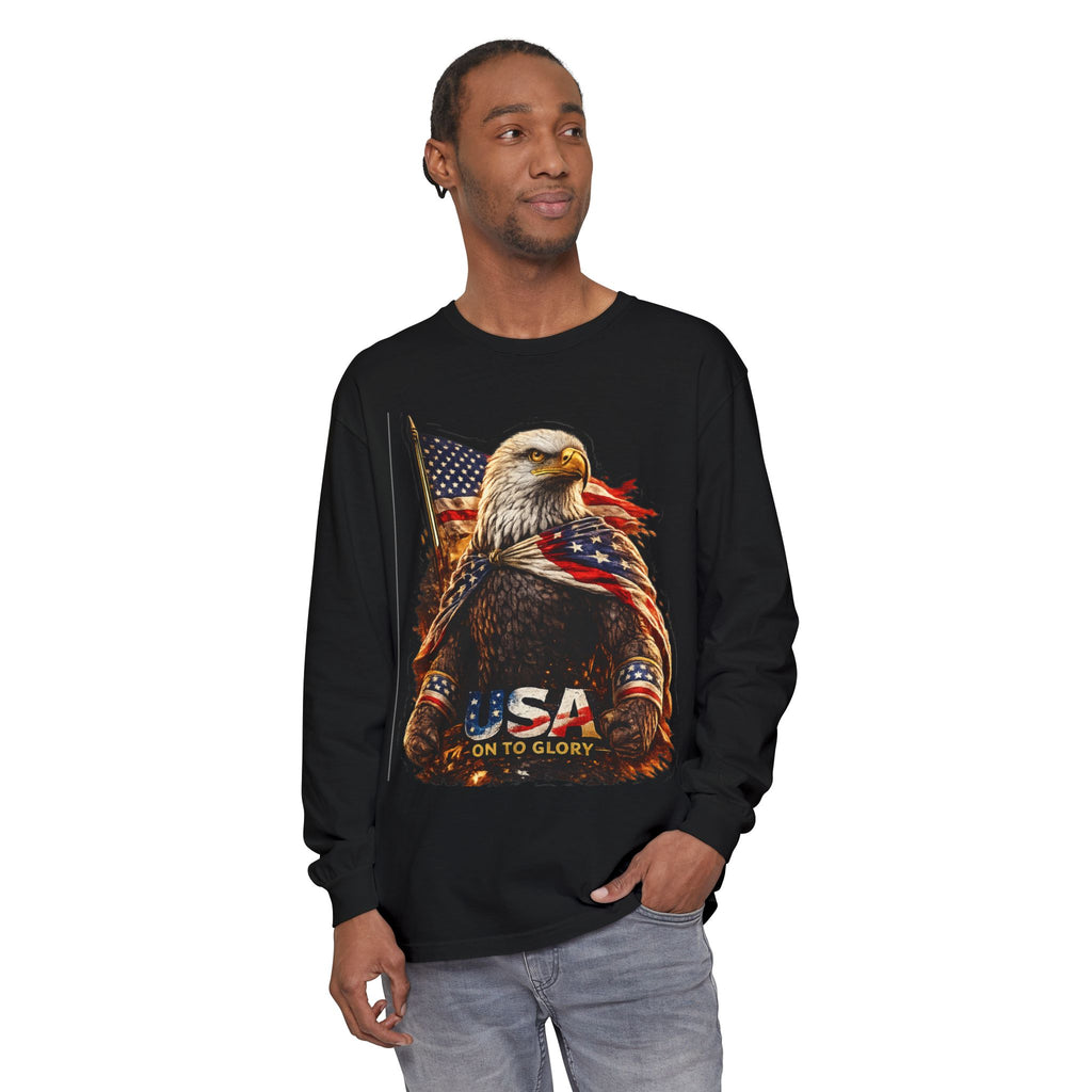Patriotic Bald Eagle USA Long Sleeve Tee