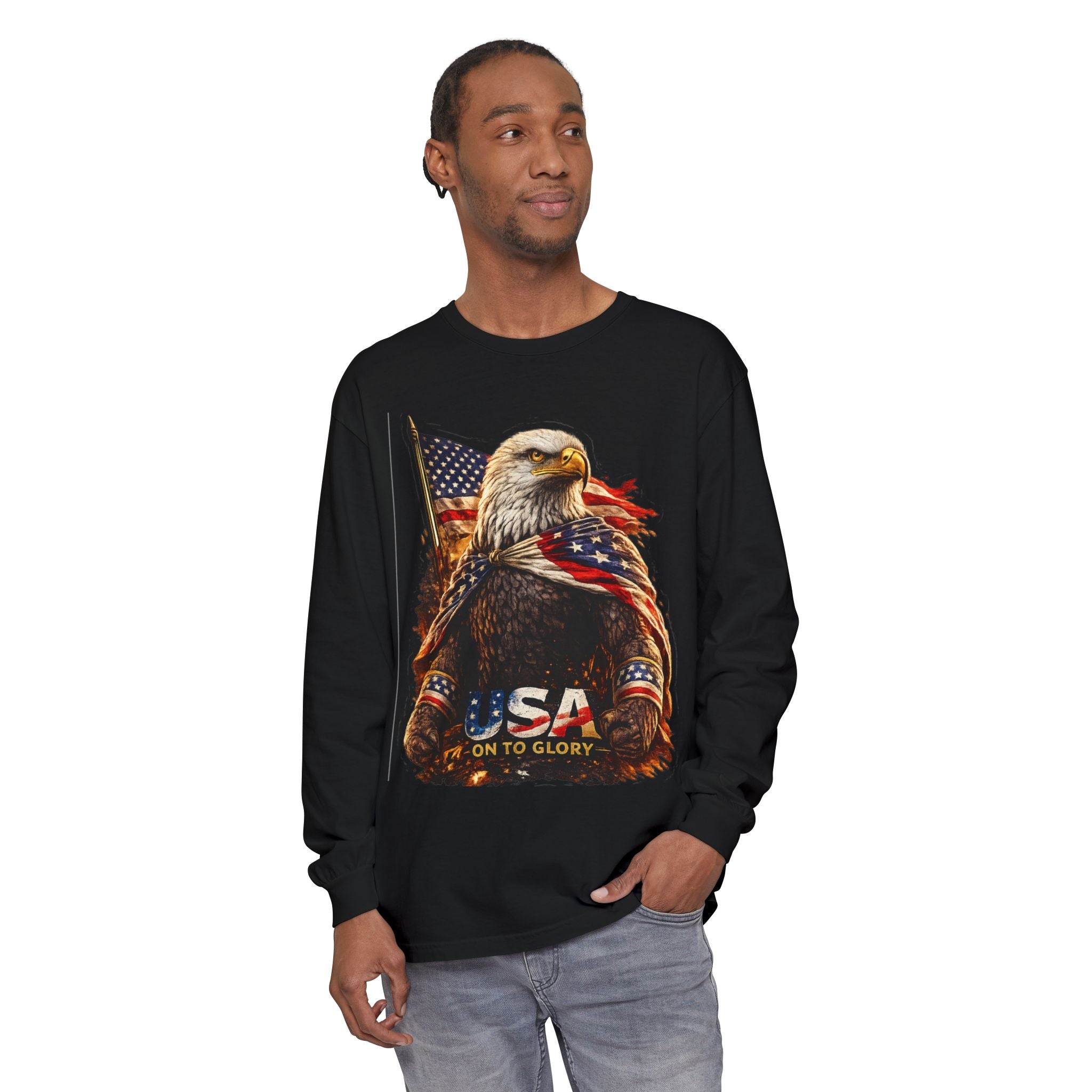 Patriotic Bald Eagle USA Long Sleeve Tee