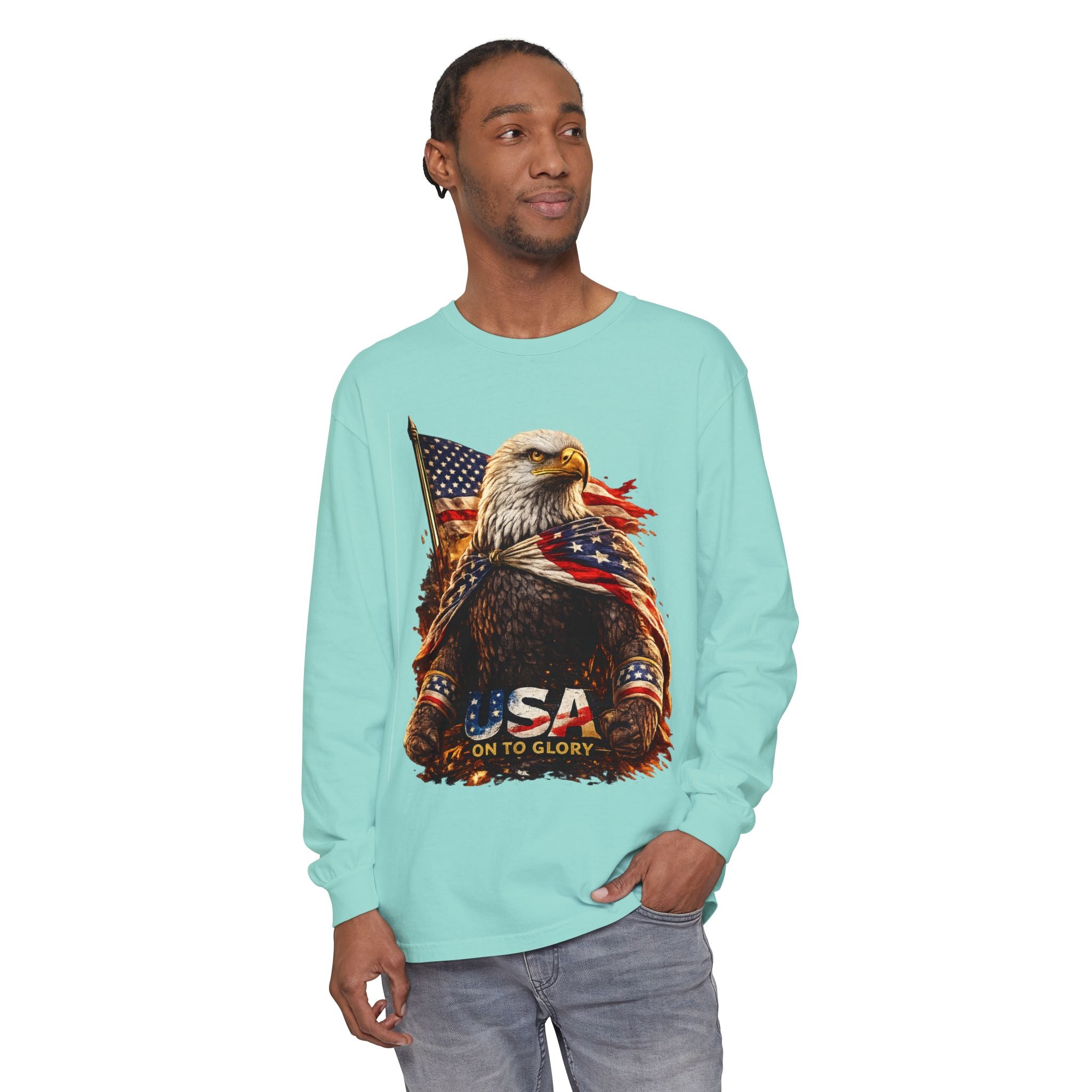 Patriotic Bald Eagle USA Long Sleeve Tee