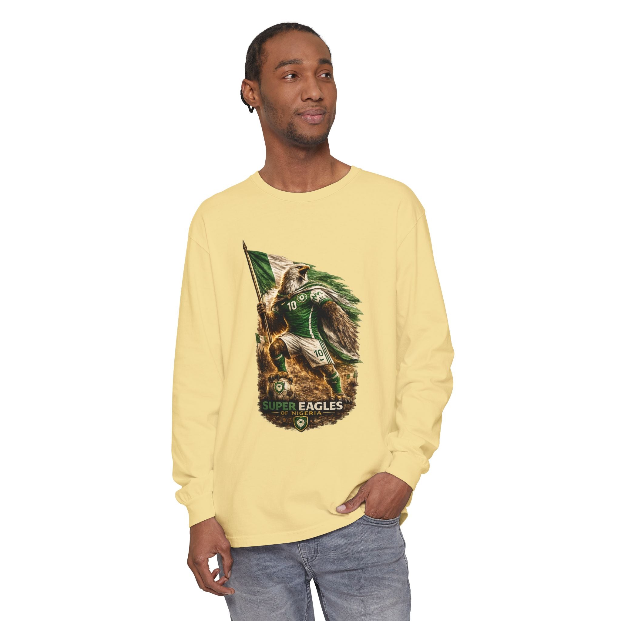 Eagles Flag Long Sleeve Tee — “Super Eagles” Vintage Soccer Fan Shirt