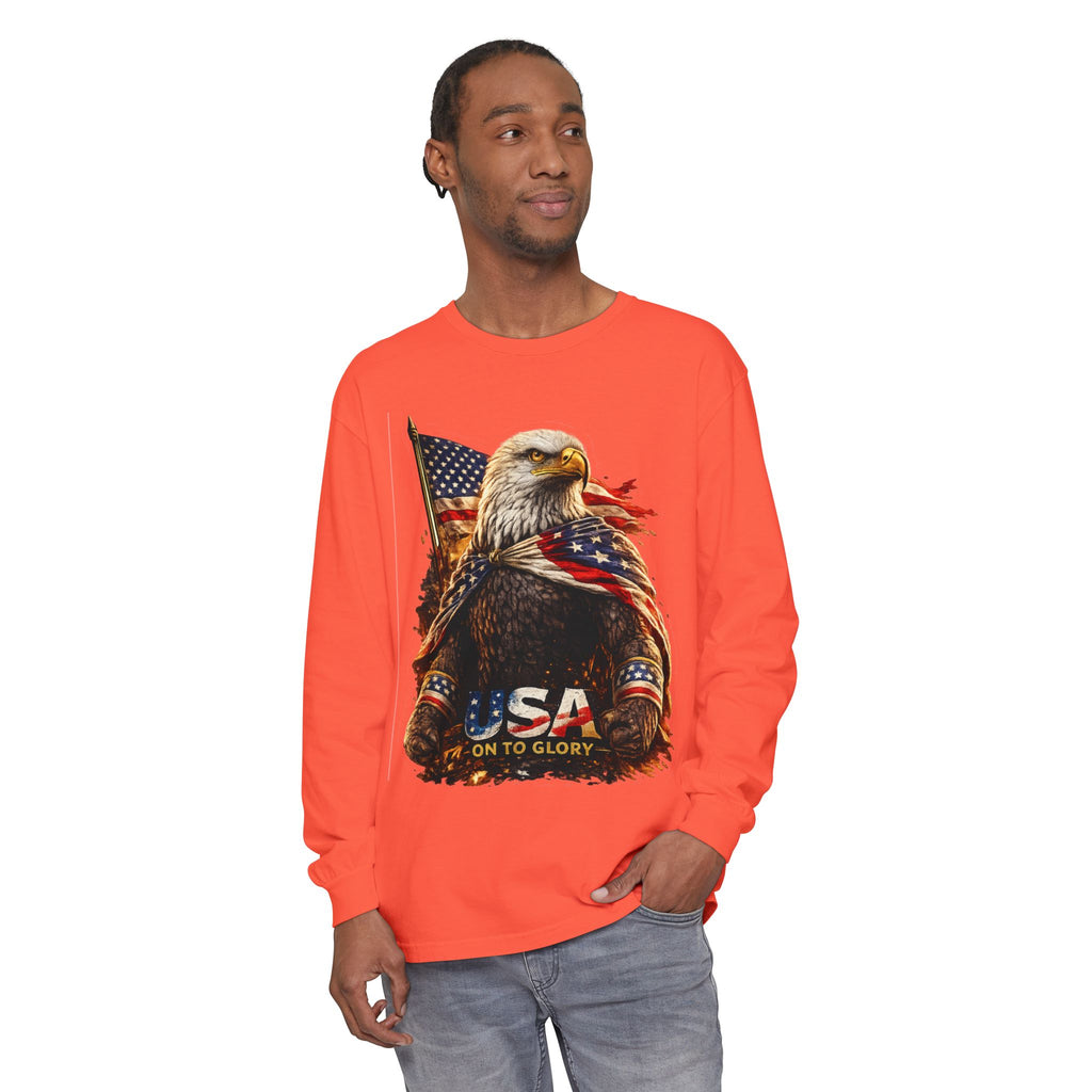 Patriotic Bald Eagle USA Long Sleeve Tee