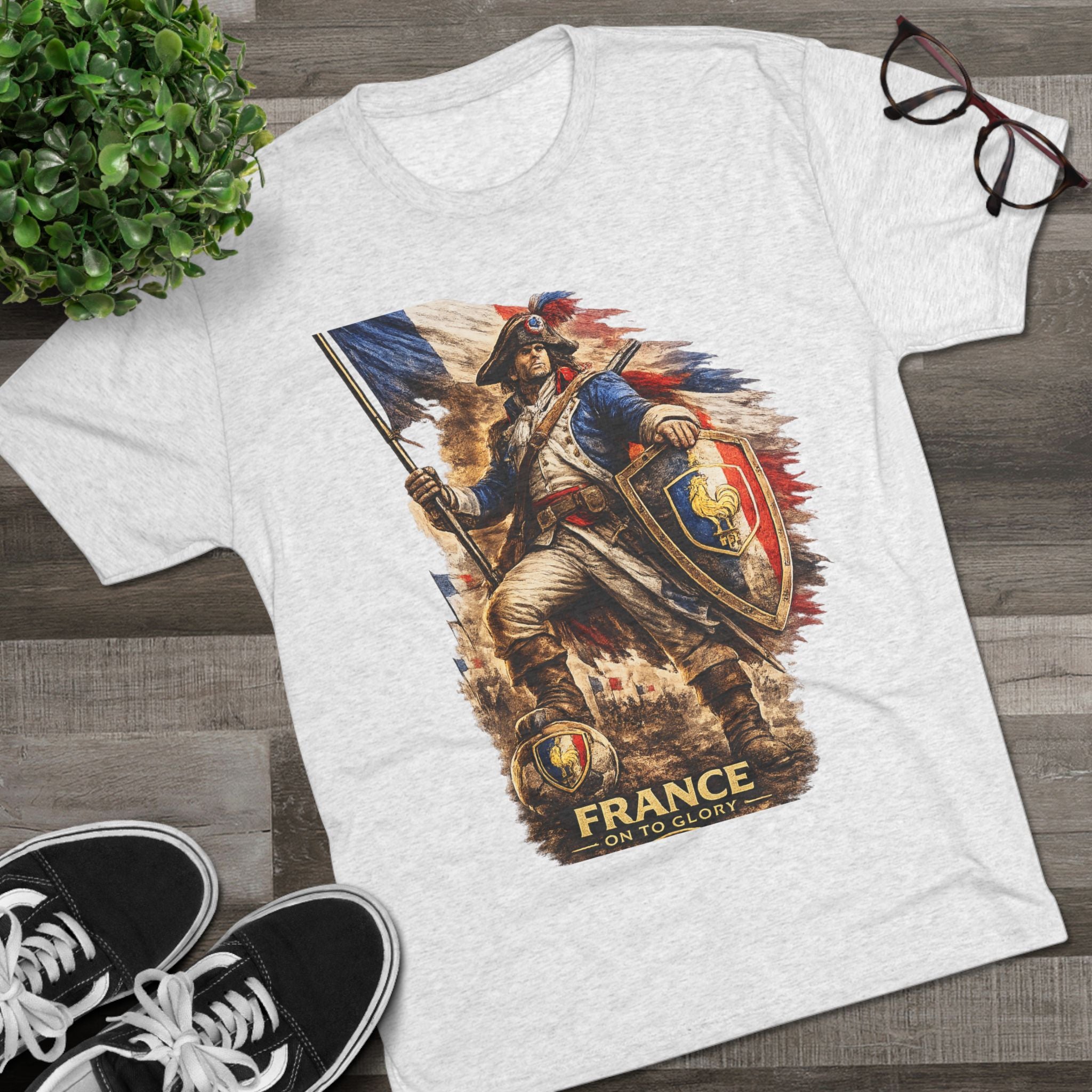 France Vintage Soldier Graphic Tee — French Flag Warrior T-Shirt